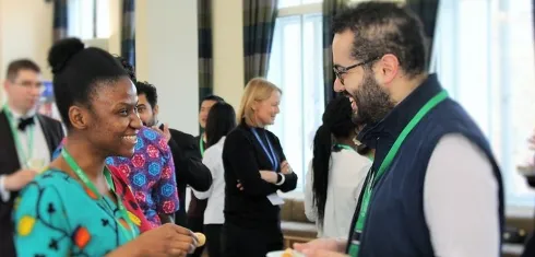 Staff socialising at a work event
