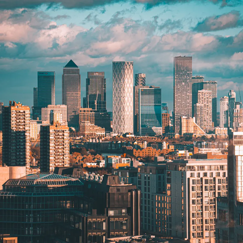 The London Skyline, clouds in the background