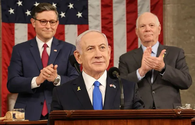 Benjamin Netanyahu addresses a joint session of Congress in Washington, D.C. - July 2024.
