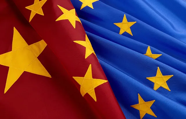 China and EU flags