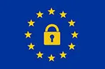 The EU flag with a padlock in the middle of the circle of stars