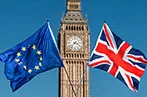 EU and Union Jack waving in front of Big Ben