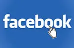 Facebook logo with an click icon over it