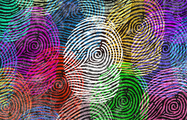 Lots of finger prints in different colours.