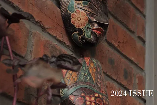 Masks displayed on a wall