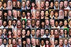 A collage of different people from different ethnicities and genders smiling