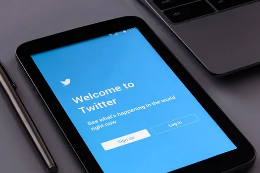 A tablet with the Twitter registration screen