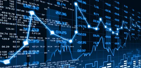 Financial chart with figures behind this