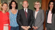 l-r: Professor Geraldine Van Bueren QC, Rowan Davies, William Hague, Anita Tiessen, Amal Alamuddin