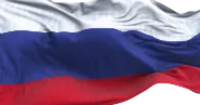 An image of the white, blue and red banded Russian flag.