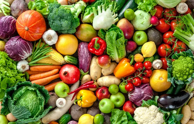 Pile of fruit and vegetables