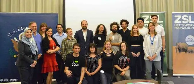 A group shot of the winning team