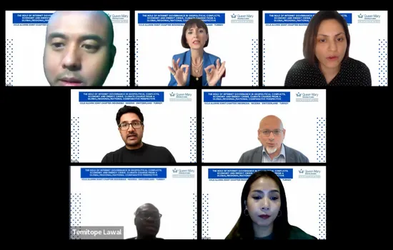 Screenshot of all of the event speakers on Zoom
