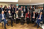 Current and former CCLS staff taking a group photo at the 45th Anniversary dinner.