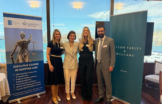 Natalie Jackson, Antigoni Lykotrafiti, Georgia Theakston and Filip Saranovic in the Hellenic Management Centre.