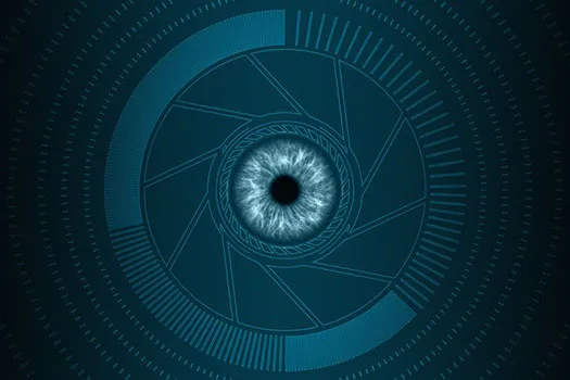 A digital image of an eye representing surveillance