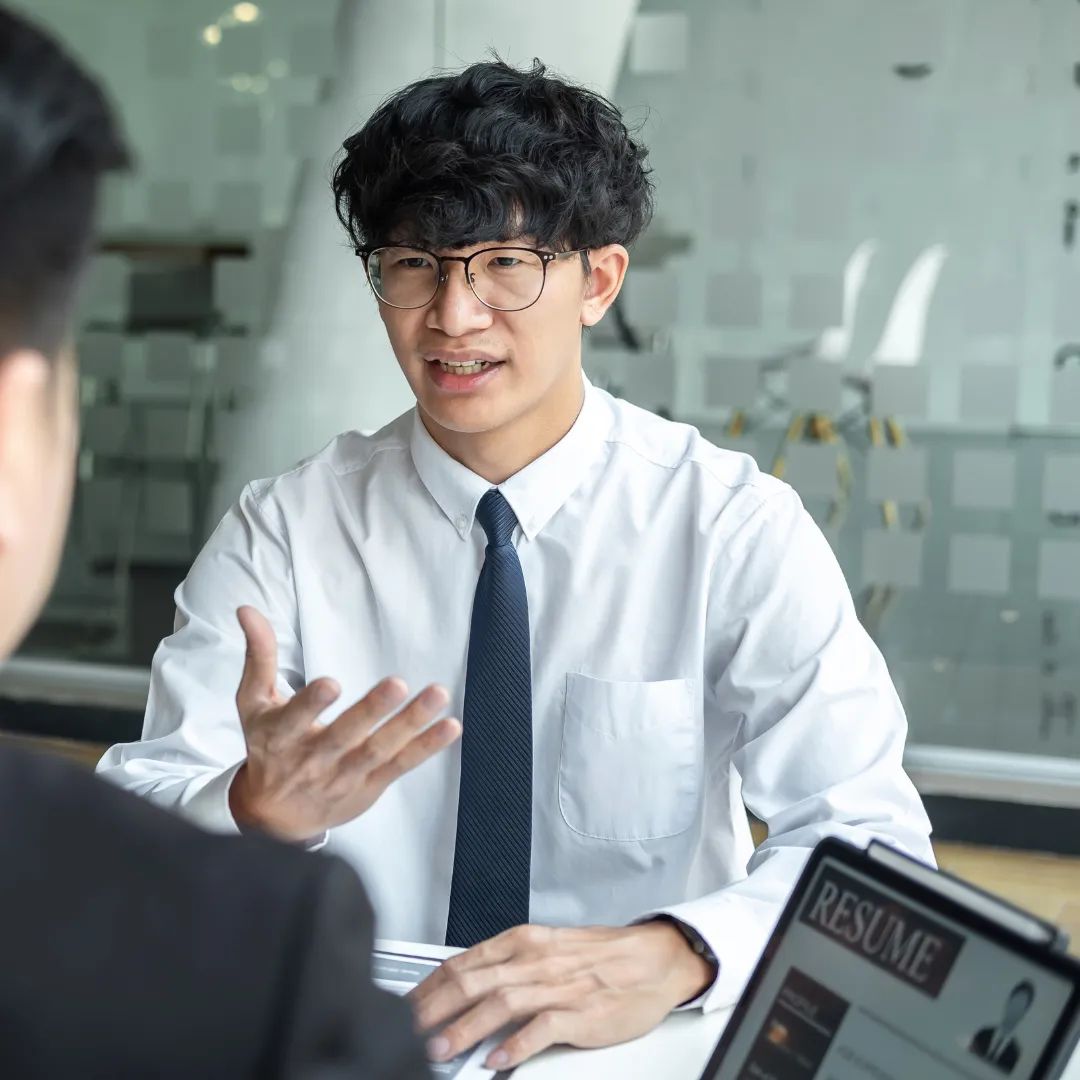 An image of a man having a job interview