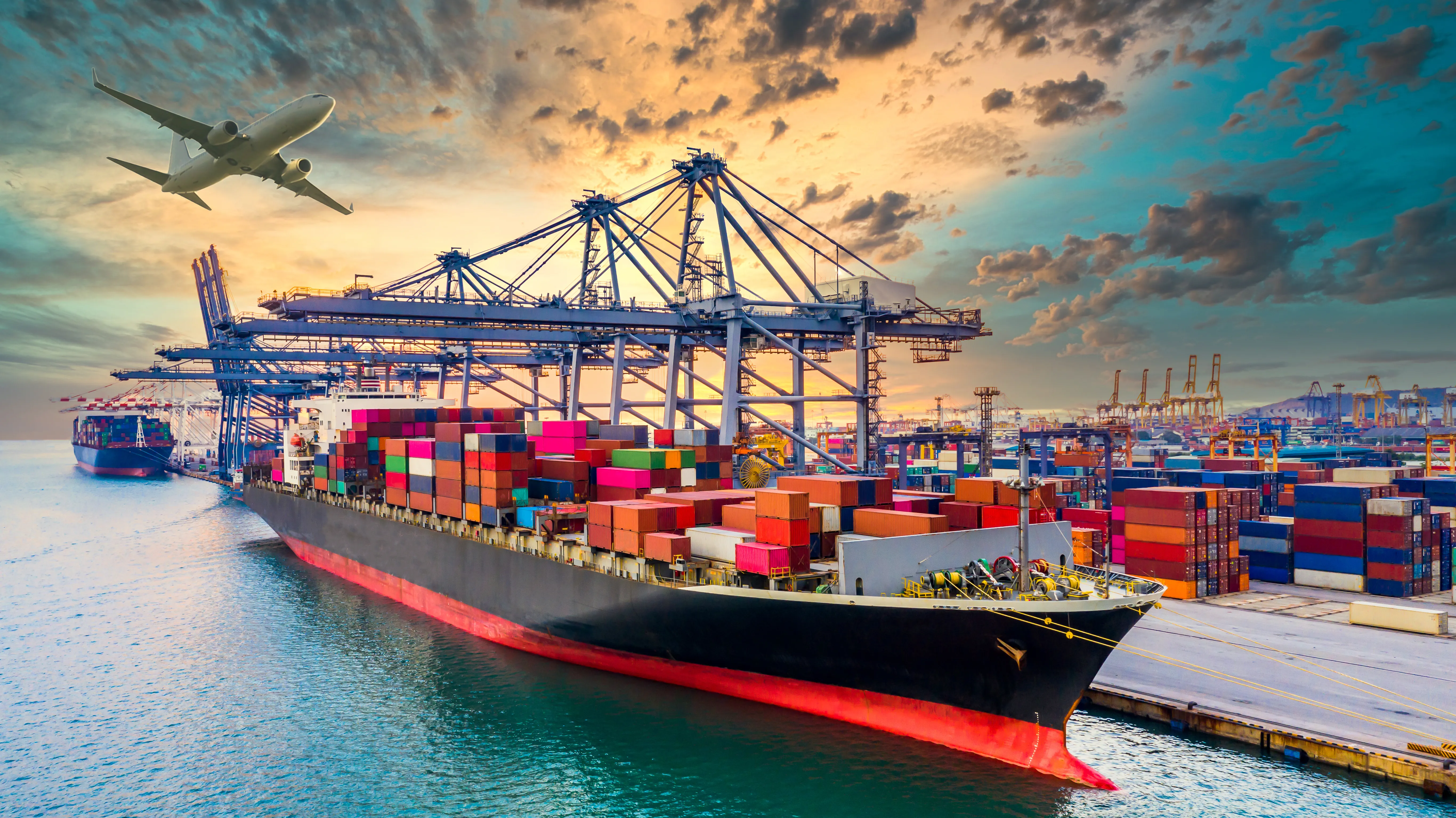 A shipping container yard