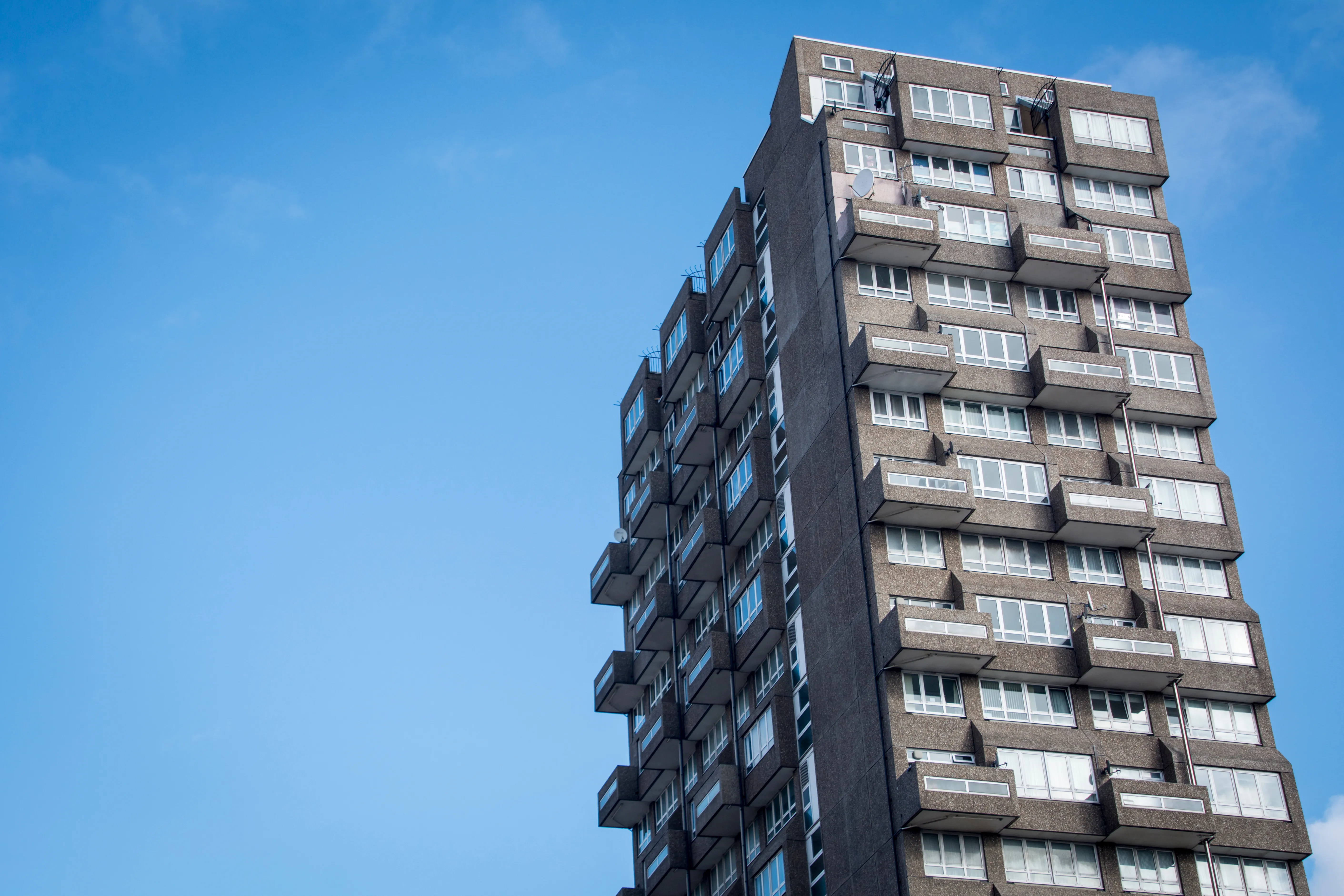 A block of flats in a city