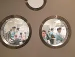The team inside the special containment lab processing COVID-19 samples
