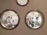 The team inside the special containment lab processing COVID-19 samples