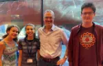 Graduate Studies Day 2022 prize winners. (L-R): Elena Garitta (second prize for poster presentation), Sarah Hindle (second prize for oral presentation), Professor Kenny Linton (Director of Graduate Studies), and James Holt (first prize poster presentation).
