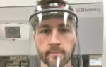 John Connelly wearing a 3D-printed visor