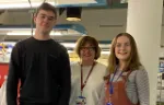 Members of the Brain Tumour Research Centre of Excellence, (L-R): PhD student Thomas Willott, Professor Silvia Marino, PhD student Alexandra Hadaway