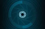 A digital image of an eye representing surveillance