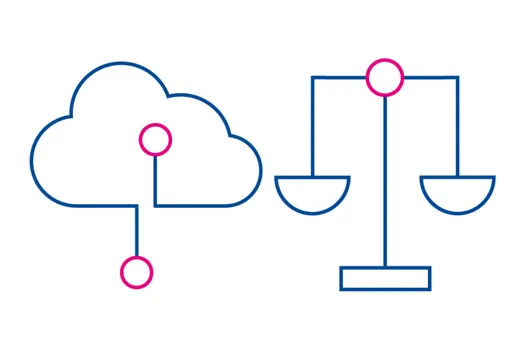 A cloud next to a set of scales