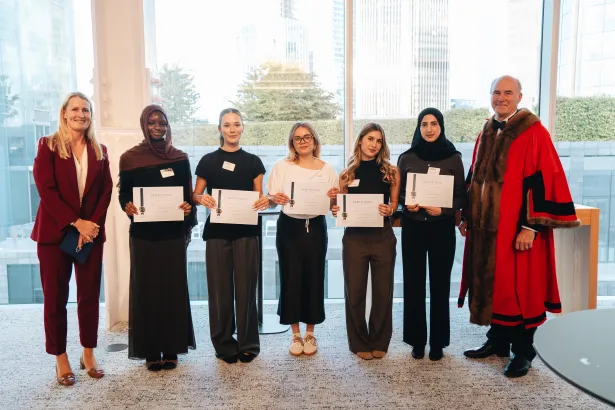 Winning team of students receiving their awards at the Legal City Challenge 2026