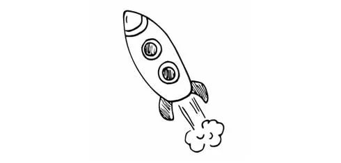 An illustration of a space rocket taking off
