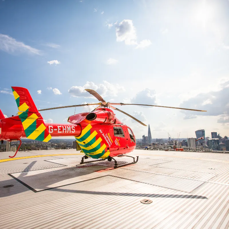 Air Ambulance with London skyline
