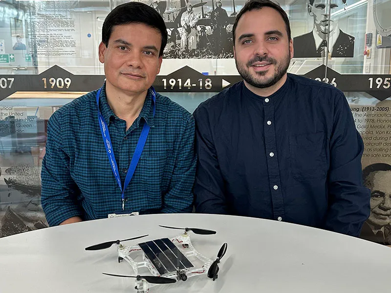 Dr Hasan Shaheed and Dr Aly Abidali with their record breaking drone