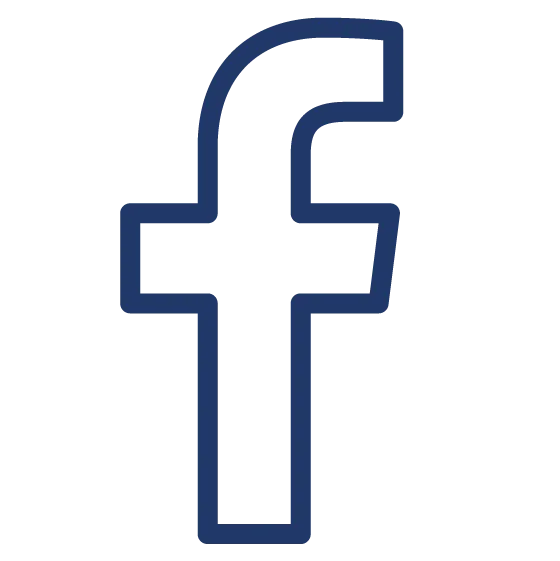 Blue outline of the Facebook logo