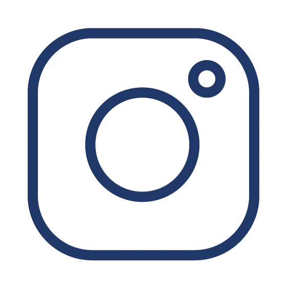 Blue outline of the Instagram logo