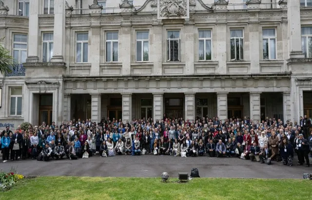 Educon attendees in front of the Queen's Building