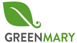 A green leaf on a white background above text reading Green Mary