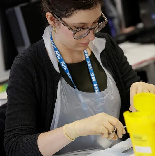Student doing clinical skills