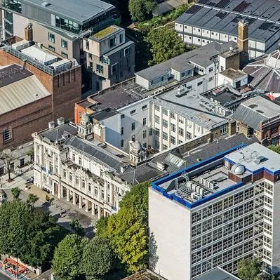 birds eye view of campus