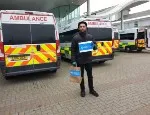 Bilal Bin Saqib outside a hospital in London