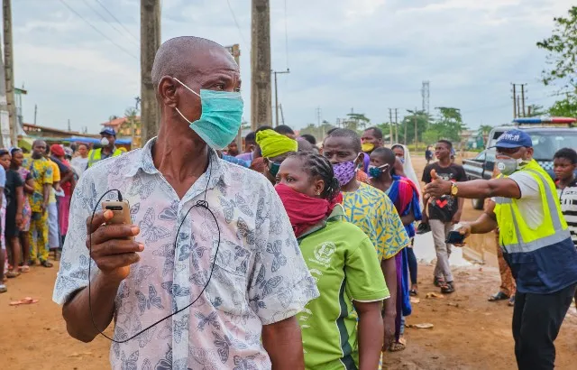 People practicing social distancing in Nigeria