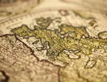 Photograph of an ancient map of Europe
