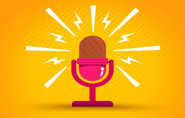 An illustration of a retro microphone
