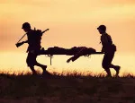 Injured soldier being evacuated