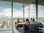 Queen Mary students can see stunning views across London from the Graduate Centre, a new £39m building added to our Mile End campus in 2017.