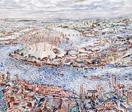 Water City (2006), part of an oil painting on canvas by local artist Frank Creber