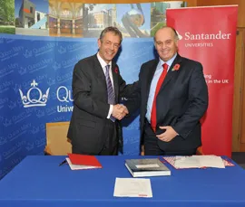 QM Principal, Professor Simon Gaskell and Santander's Louis Juste