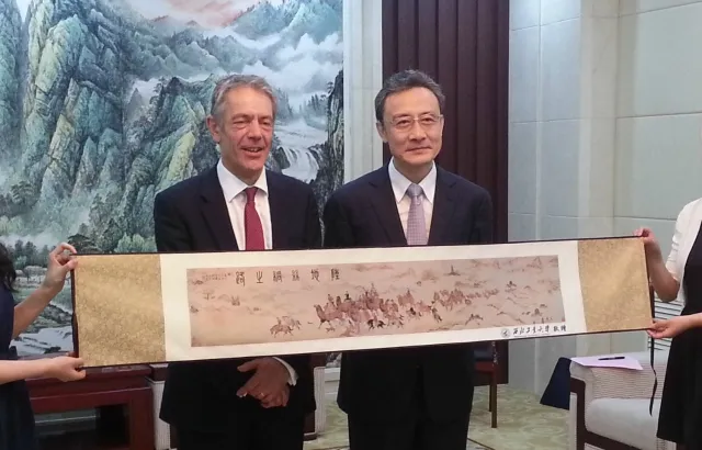 President and Principal Simon Gaskell with Professor Wang Jinsong, President of Northwestern Polytechnical University (NPU) 