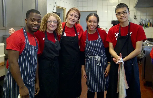 Students volunteer at the Whitechapel Mission, a day centre for people who are homeless or in need
